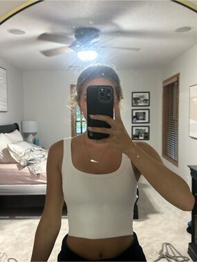 Nikibiki White Ribbed Crop Tank Top